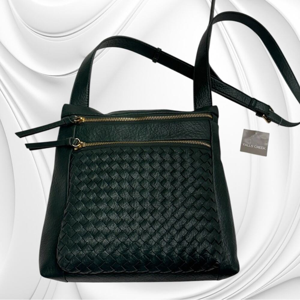 FALLS CREEK Green WOVEN FRONT POCKET NS CROSSBODY Purse - Picture 2 of 5